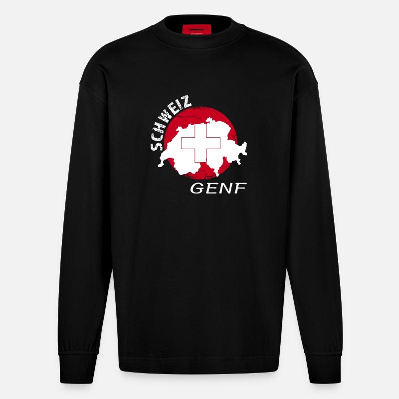 Genf - Heavyweight Oversized Organic Langarmshirt Made in EU - SOLID BLACK