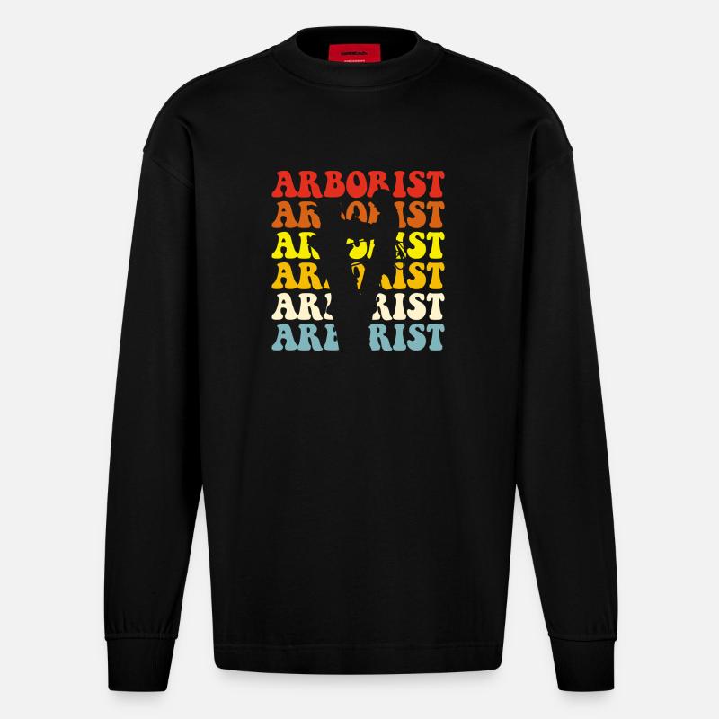 Baumpfleger Holzarbeiter Waldarbeiter Geschenk - Heavyweight Oversized Organic Langarmshirt Made in EU - SOLID BLACK