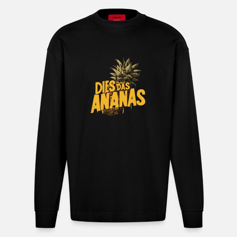 C’EST L’ANANAS – Drôle de dicton ananas - Manches longues bio épais oversize fabriqué en UE - SOLID BLACK
