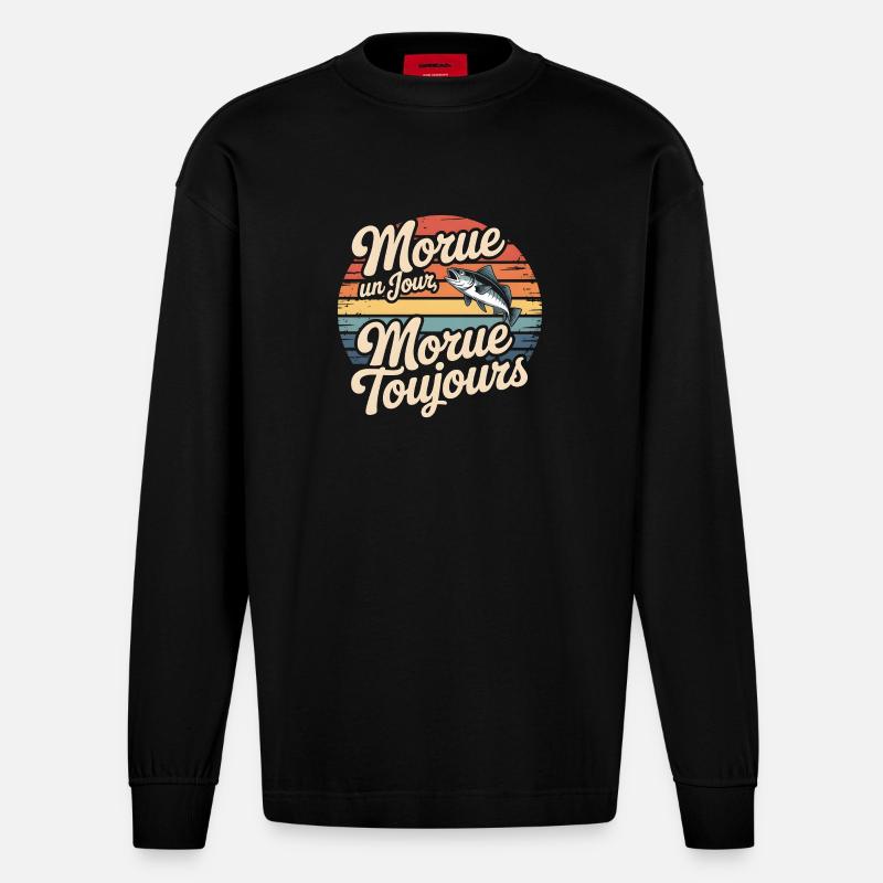 Once cod Cod - Heavyweight Oversized Organic Longsleeve Shirt Made in EU - SOLID BLACK