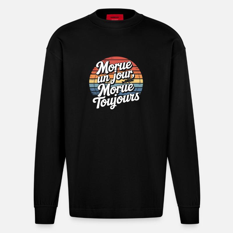 Cod One Day Always - Heavyweight Oversized Organic Longsleeve Shirt Made in EU - SOLID BLACK