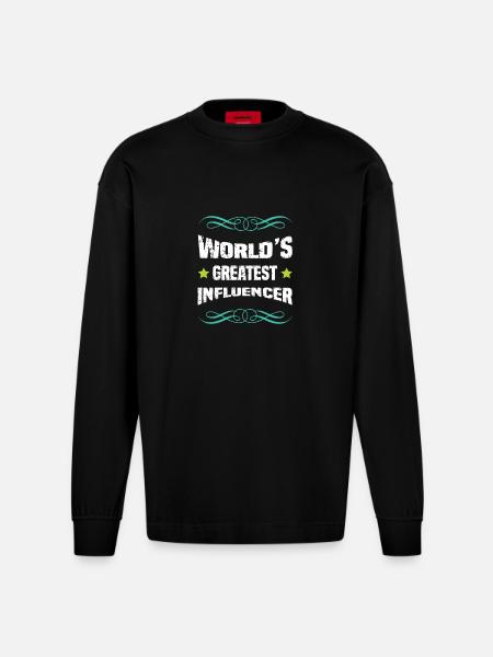 World's Best Influencer - Heavyweight Oversized Organic Longsleeve Shirt Made in EU - SOLID BLACK