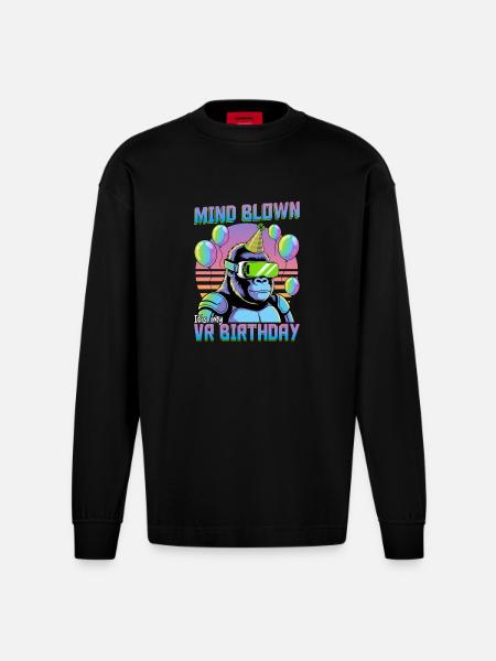 Birthday Gamer VR - Heavyweight Oversized Organic Longsleeve Shirt Made in EU - SOLID BLACK