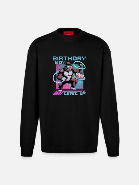 Birthday Gamer VR - Heavyweight Oversized Organic Longsleeve Shirt Made in EU - SOLID BLACK