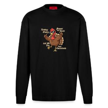 Laissez-moi voir cet humour automnal de casserole - Manches longues bio épais oversize fabriqué en UE - SOLID BLACK - Devant