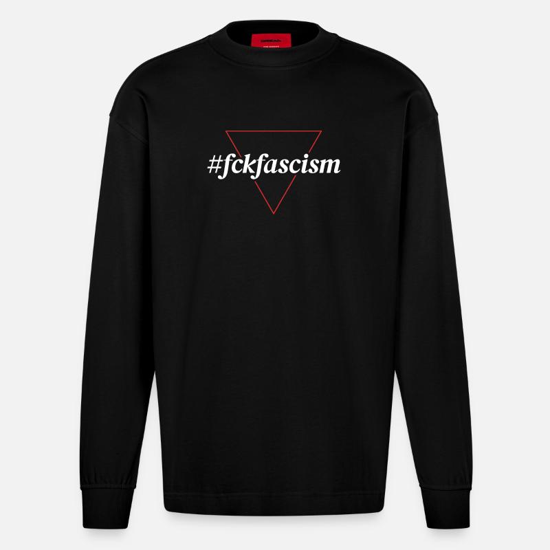 #fckfascism | Politisches Statement Design - Heavyweight Oversized Organic Langarmshirt Made in EU - SOLID BLACK