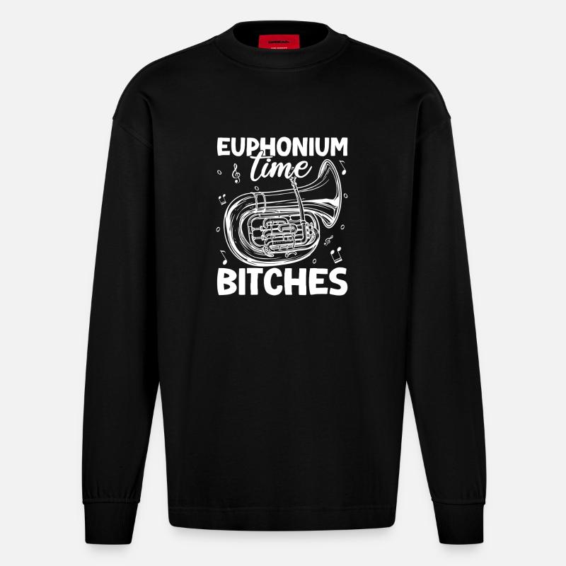 Bariton Player Time Bitches Euphonium - Heavyweight Oversized Organic Langarmshirt Made in EU - SOLID BLACK