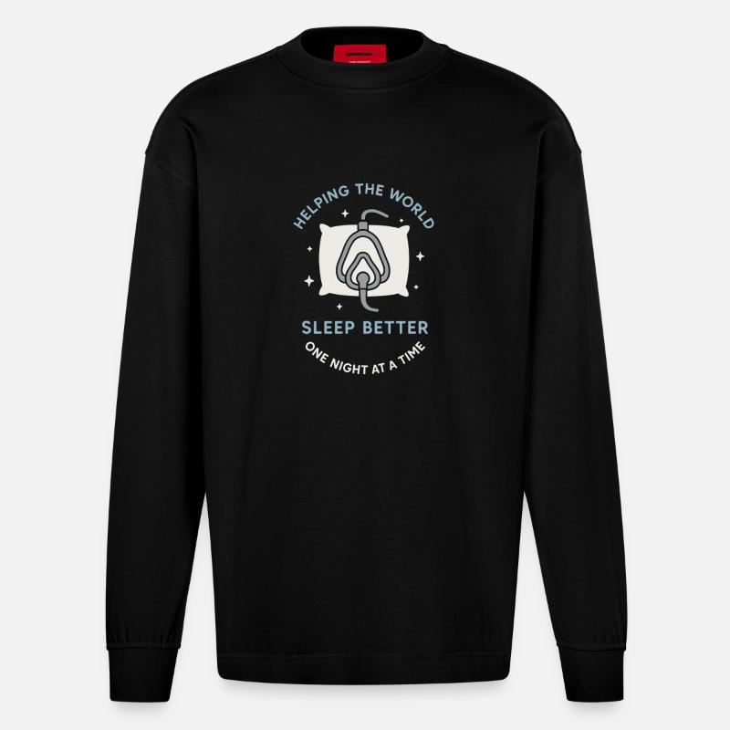Schlaftechnologe Polysomnographic Tech Rpsgt - Heavyweight Oversized Organic Langarmshirt Made in EU - SOLID BLACK