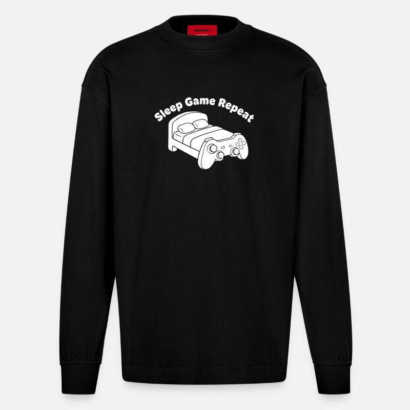 Gaming Bed Controller Design - Heavyweight Oversized Organic Longsleeve Shirt Made in EU - SOLID BLACK