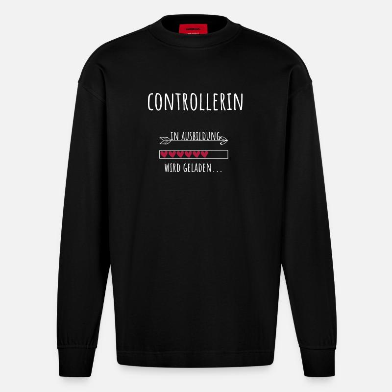 Controlling Studium Beruf Ausbildung Controllerin - Heavyweight Oversized Organic Langarmshirt Made in EU - SOLID BLACK