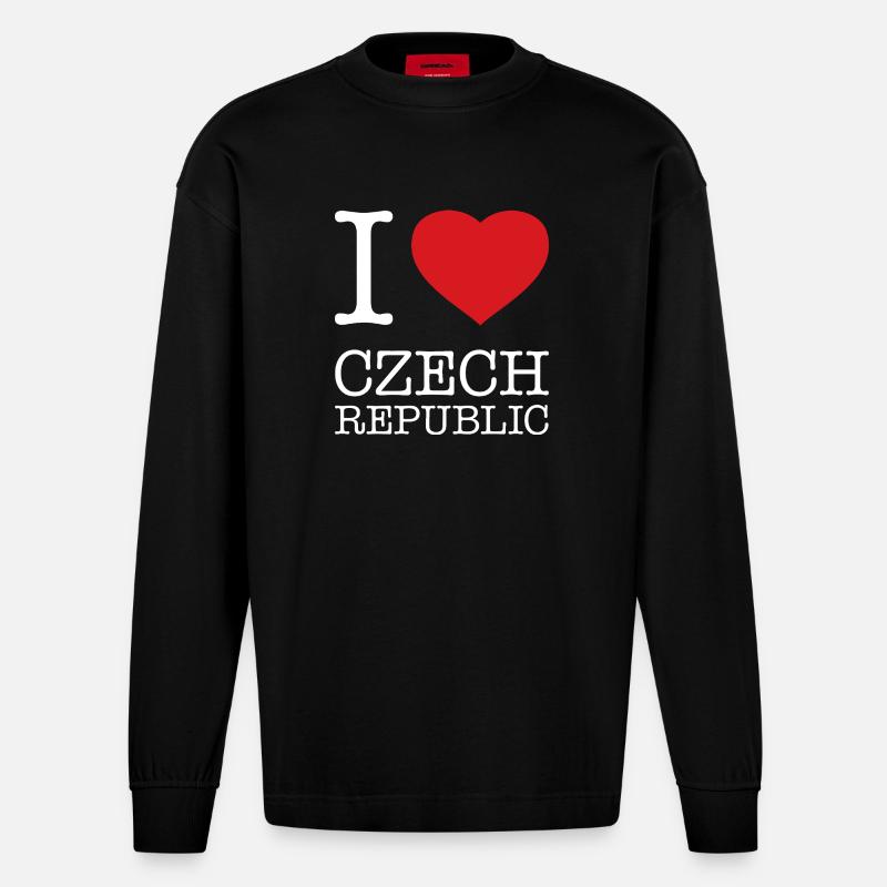 J’adore République tchèque Tschechien - Manches longues bio épais oversize fabriqué en UE - SOLID BLACK