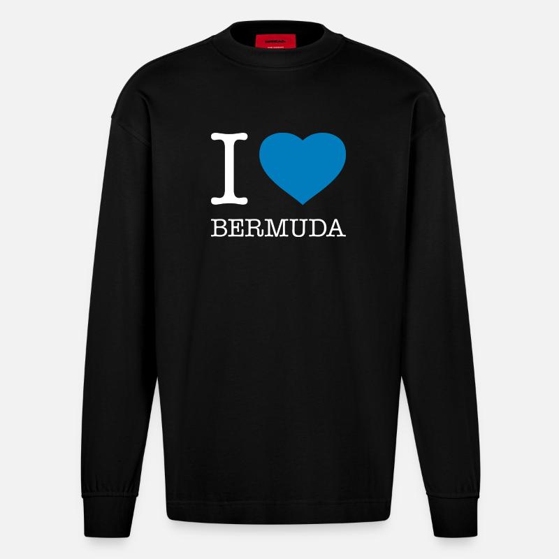 I love Bermuda - Heavyweight Oversized Organic Langarmshirt Made in EU - SOLID BLACK