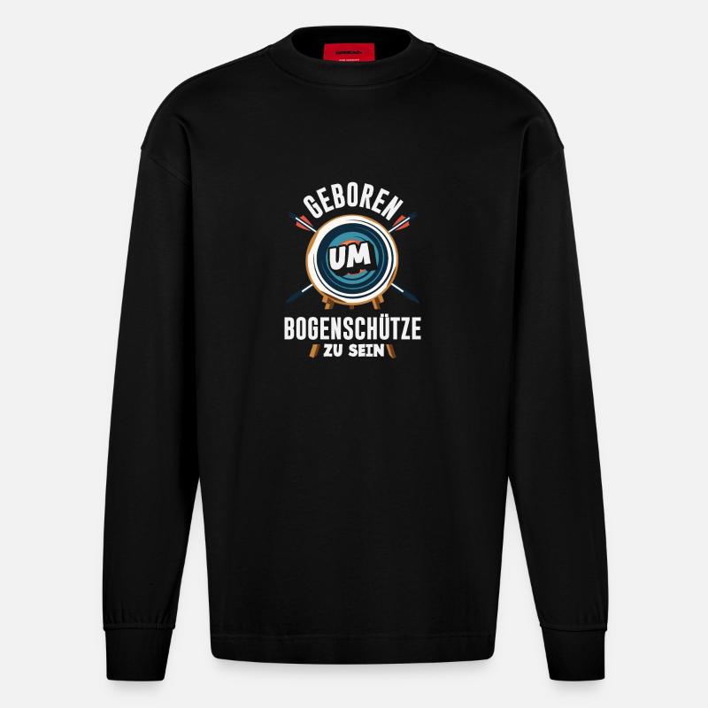Ich gehe Bogenschießen - Heavyweight Oversized Organic Langarmshirt Made in EU - SOLID BLACK