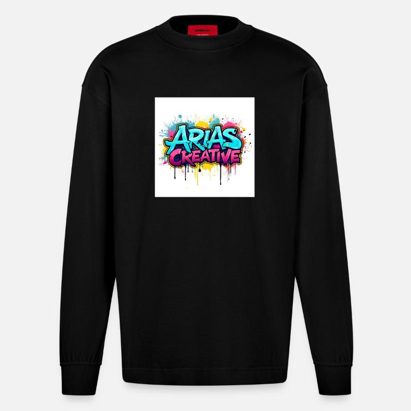 Aris Creative Graffiti Logo - Heavyweight Oversized Organic Longsleeve Shirt Made in EU - SOLID BLACK