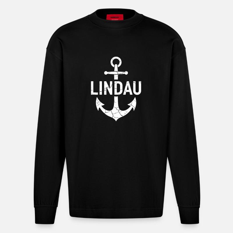 Anker Lindau Bodensee - Heavyweight Oversized Organic Langarmshirt Made in EU - SOLID BLACK