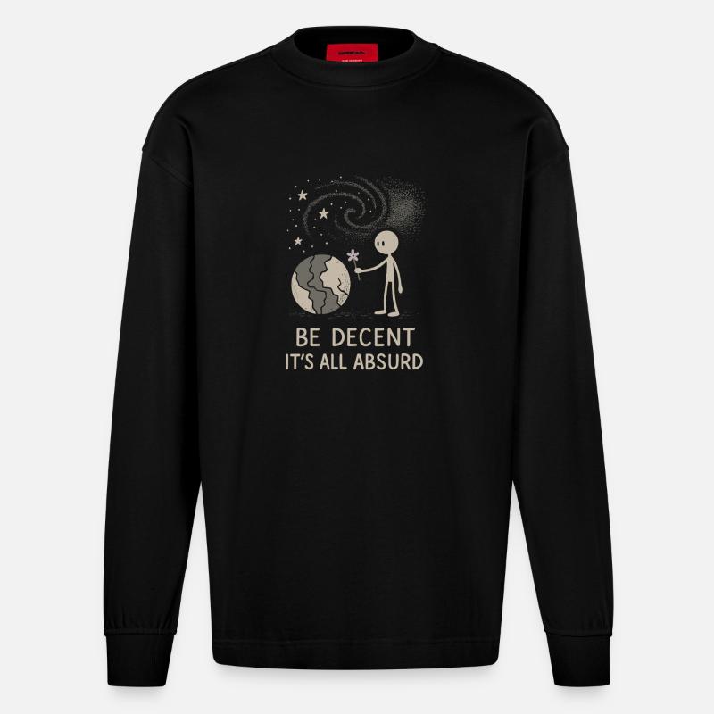 Ethischer Nihilismus, Existenzieller Humor, - Heavyweight Oversized Organic Langarmshirt Made in EU - SOLID BLACK
