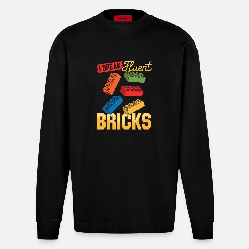 Blocs de construction Enfants Brick Builder - Manches longues bio épais oversize fabriqué en UE - SOLID BLACK