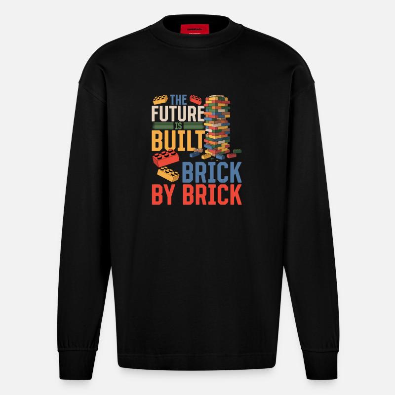 Blocs de construction Enfants Brick Builder - Manches longues bio épais oversize fabriqué en UE - SOLID BLACK