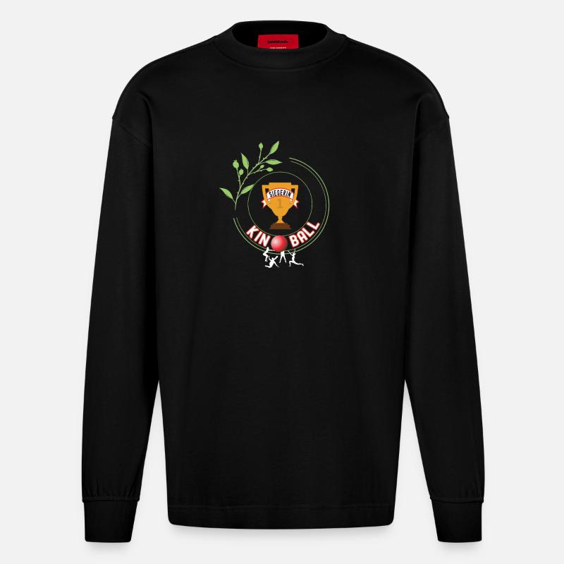 Kinball Siegerin Gewinner Turnier Meisterschaft - Heavyweight Oversized Organic Langarmshirt Made in EU - SOLID BLACK