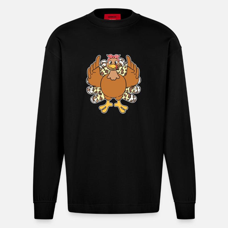 Thanksgiving Mama Mutter Oma Großmutter - Heavyweight Oversized Organic Langarmshirt Made in EU - SOLID BLACK