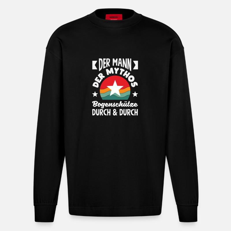 Bogenschießen Bogenschütze Geschenk - Heavyweight Oversized Organic Langarmshirt Made in EU - SOLID BLACK