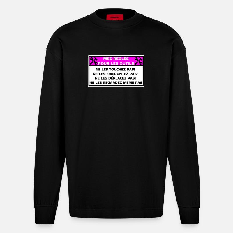 My rules for tools - Heavyweight Oversized Organic Longsleeve Shirt Made in EU - SOLID BLACK