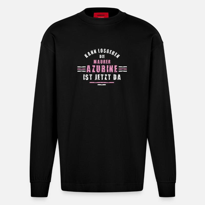 Bricklayer Trainee Apprenticeship Bricklayer - Heavyweight Oversized Organic Longsleeve Shirt Made in EU - SOLID BLACK