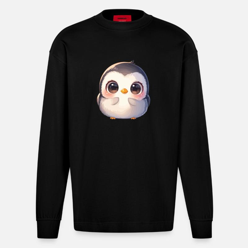 Pinguine Pinguin - Heavyweight Oversized Organic Langarmshirt Made in EU - SOLID BLACK