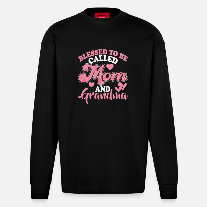 Oma Geschenk Weihnachtsgeschenke Großmutter  - Heavyweight Oversized Organic Langarmshirt Made in EU - SOLID BLACK