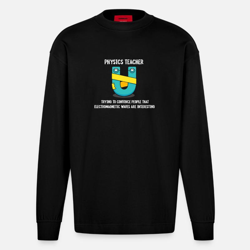 Physik Phyiker Physikstudent Physiklehrer - Heavyweight Oversized Organic Langarmshirt Made in EU - SOLID BLACK