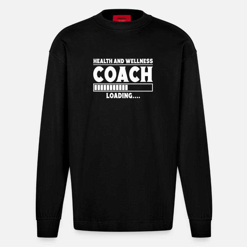 Powerlifting Bodybuilder Wellness Coach Loading - Heavyweight Oversized Organic Longsleeve Shirt Made in EU - SOLID BLACK