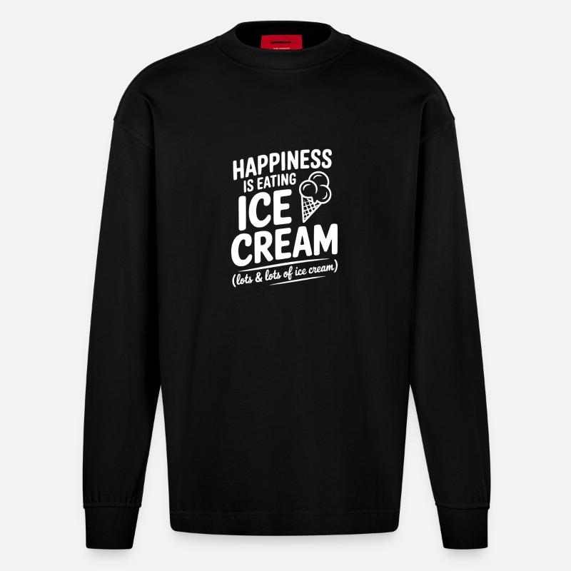 Glück ist Sahne essen - Heavyweight Oversized Organic Langarmshirt Made in EU - SOLID BLACK
