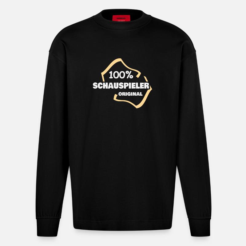 Schauspieler als Beruf - Heavyweight Oversized Organic Langarmshirt Made in EU - SOLID BLACK
