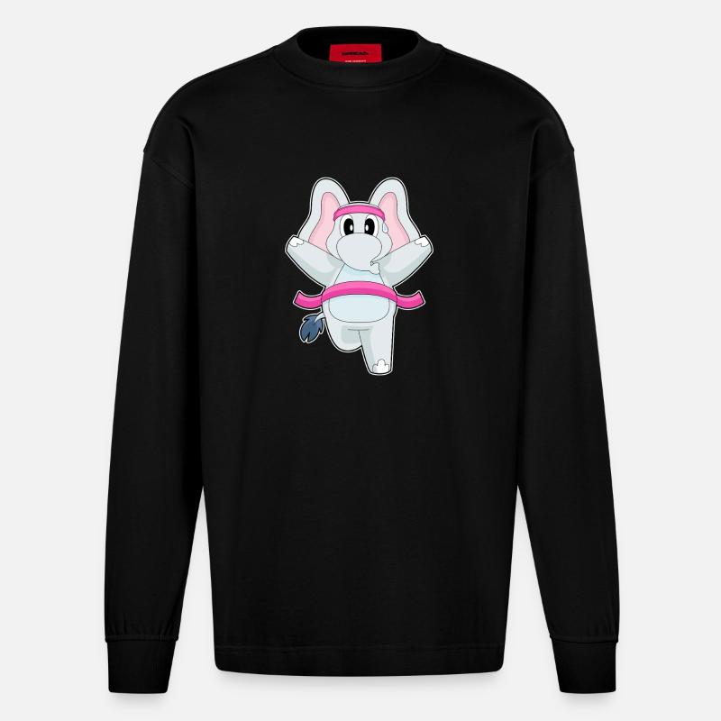 Elephant Jogger Jogging Sport - Manches longues bio épais oversize fabriqué en UE - SOLID BLACK