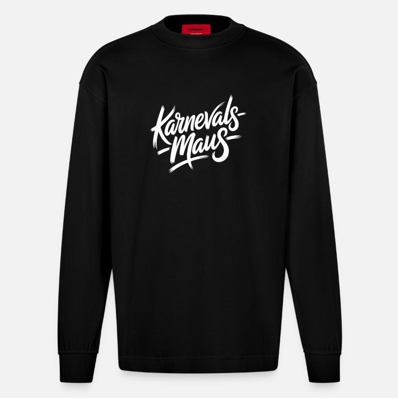 Karnevalsmaus Karneval Köln Kölner Karnevals Maus - Heavyweight Oversized Organic Langarmshirt Made in EU - SOLID BLACK