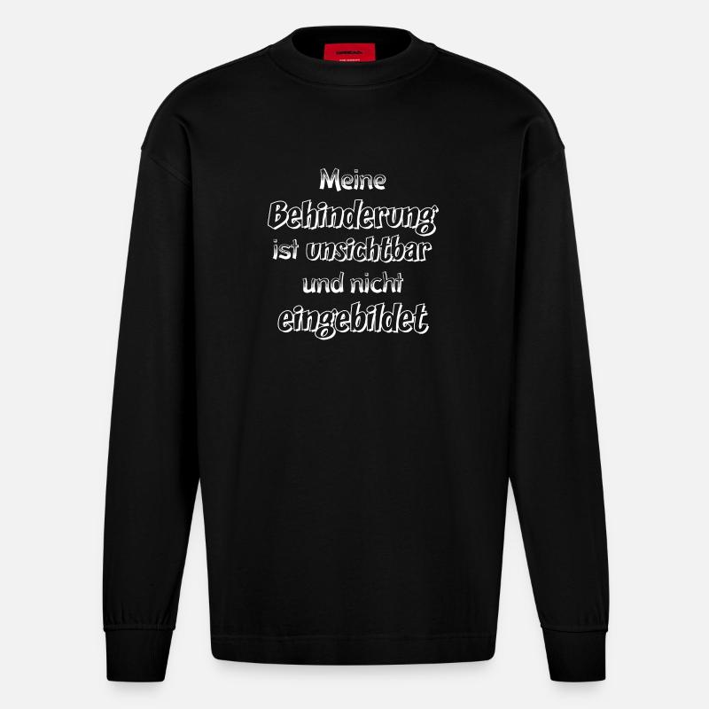 Unsichtbare Behinderung Spruch - Heavyweight Oversized Organic Langarmshirt Made in EU - SOLID BLACK