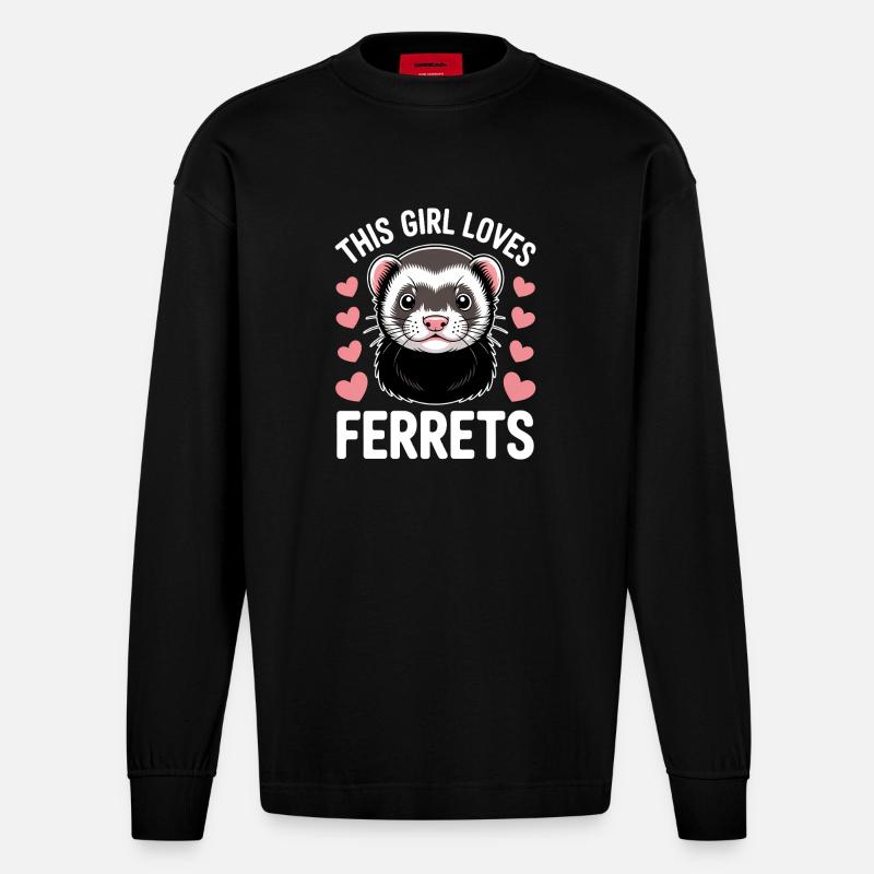Frettchen Spruch Lustiges Frettchen Geschenk - Heavyweight Oversized Organic Langarmshirt Made in EU - SOLID BLACK