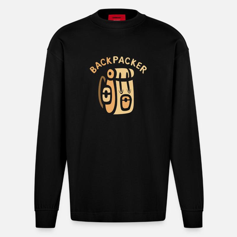 Backpacker Comic Sac à dos Design - Manches longues bio épais oversize fabriqué en UE - SOLID BLACK