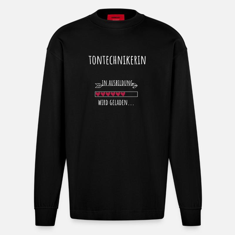 Tontechnik Studium Beruf Ausbildung Tontechnikerin - Heavyweight Oversized Organic Langarmshirt Made in EU - SOLID BLACK