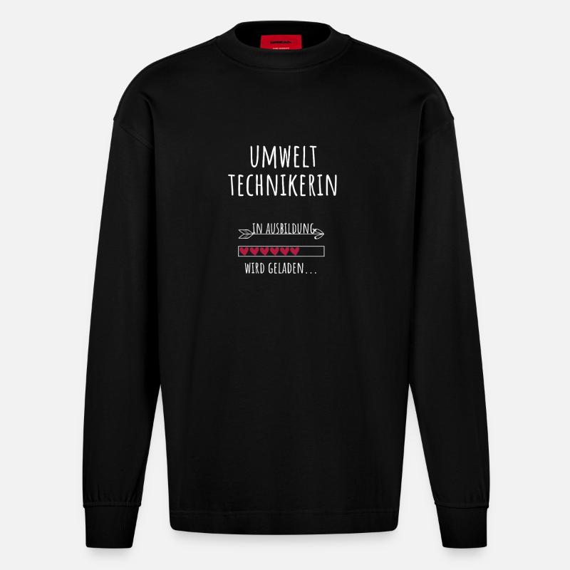 Environmental Technician Studies Profession Training - Heavyweight Oversized Organic Longsleeve Shirt Made in EU - SOLID BLACK