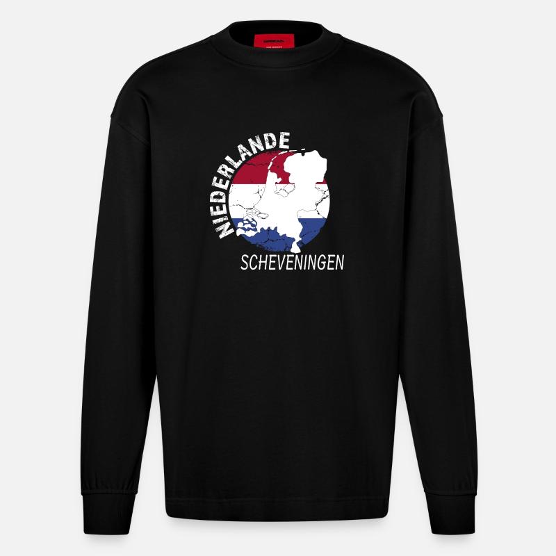 Scheveningen - Heavyweight Oversized Organic Longsleeve Shirt Made in EU - SOLID BLACK