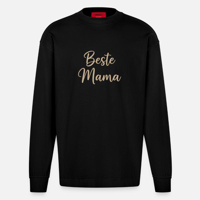 Beste Mama – elegante Script-Schrift - Heavyweight Oversized Organic Langarmshirt Made in EU - SOLID BLACK