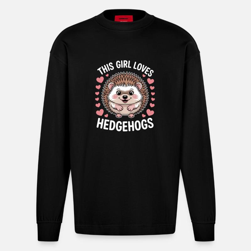 Igel Spruch Mädchen Lustiges Igel Geschenk - Heavyweight Oversized Organic Langarmshirt Made in EU - SOLID BLACK