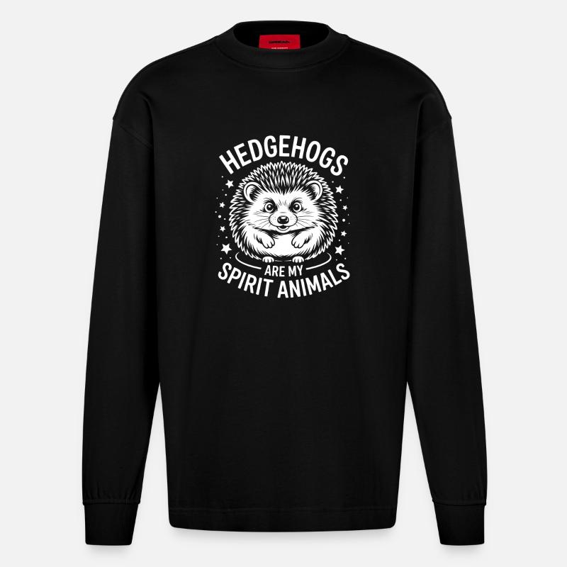 Igel Spruch Lustiges Igel Geschenk - Heavyweight Oversized Organic Langarmshirt Made in EU - SOLID BLACK