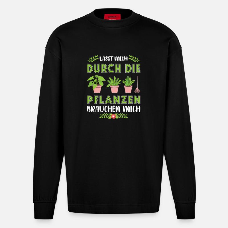 Garten Gärtner Gärtnern Gartenarbeit Gartenarbeit - Heavyweight Oversized Organic Langarmshirt Made in EU - SOLID BLACK