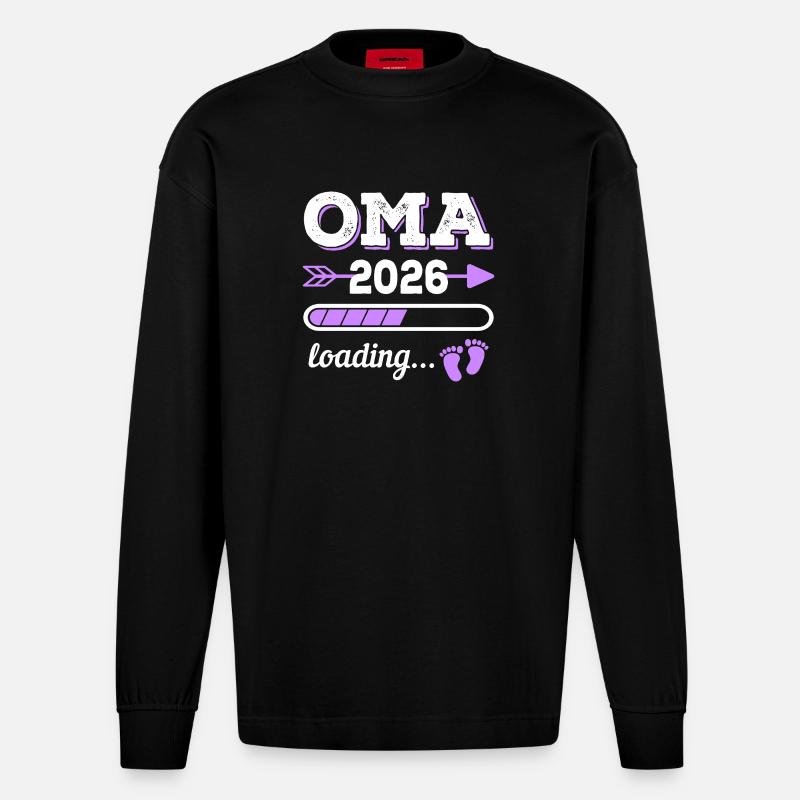 Oma 2026 Loading Schwangerschaft Geschenkidee - Heavyweight Oversized Organic Langarmshirt Made in EU - SOLID BLACK