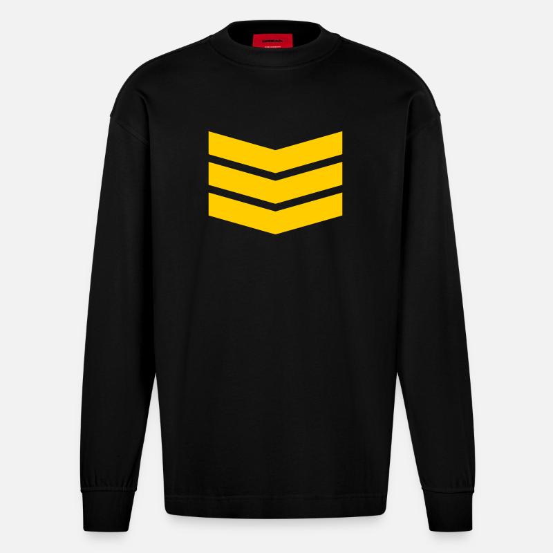 Chevron Stack Bold Pattern - Heavyweight Oversized Organic Longsleeve Shirt Made in EU - SOLID BLACK