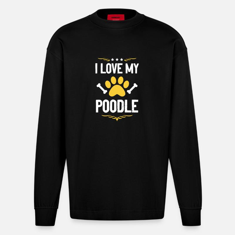 J’adore mon caniche - Manches longues bio épais oversize fabriqué en UE - SOLID BLACK
