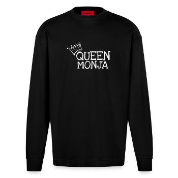 First name Monja - Heavyweight Oversized Organic Longsleeve Shirt Made in EU - SOLID BLACK - Front