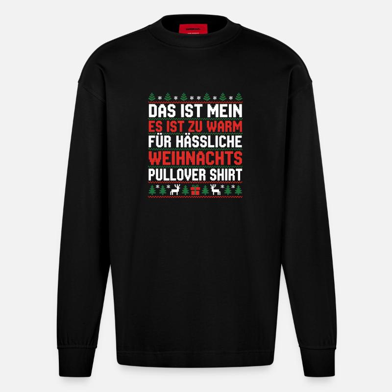 Weihnachten - Heavyweight Oversized Organic Langarmshirt Made in EU - SOLID BLACK